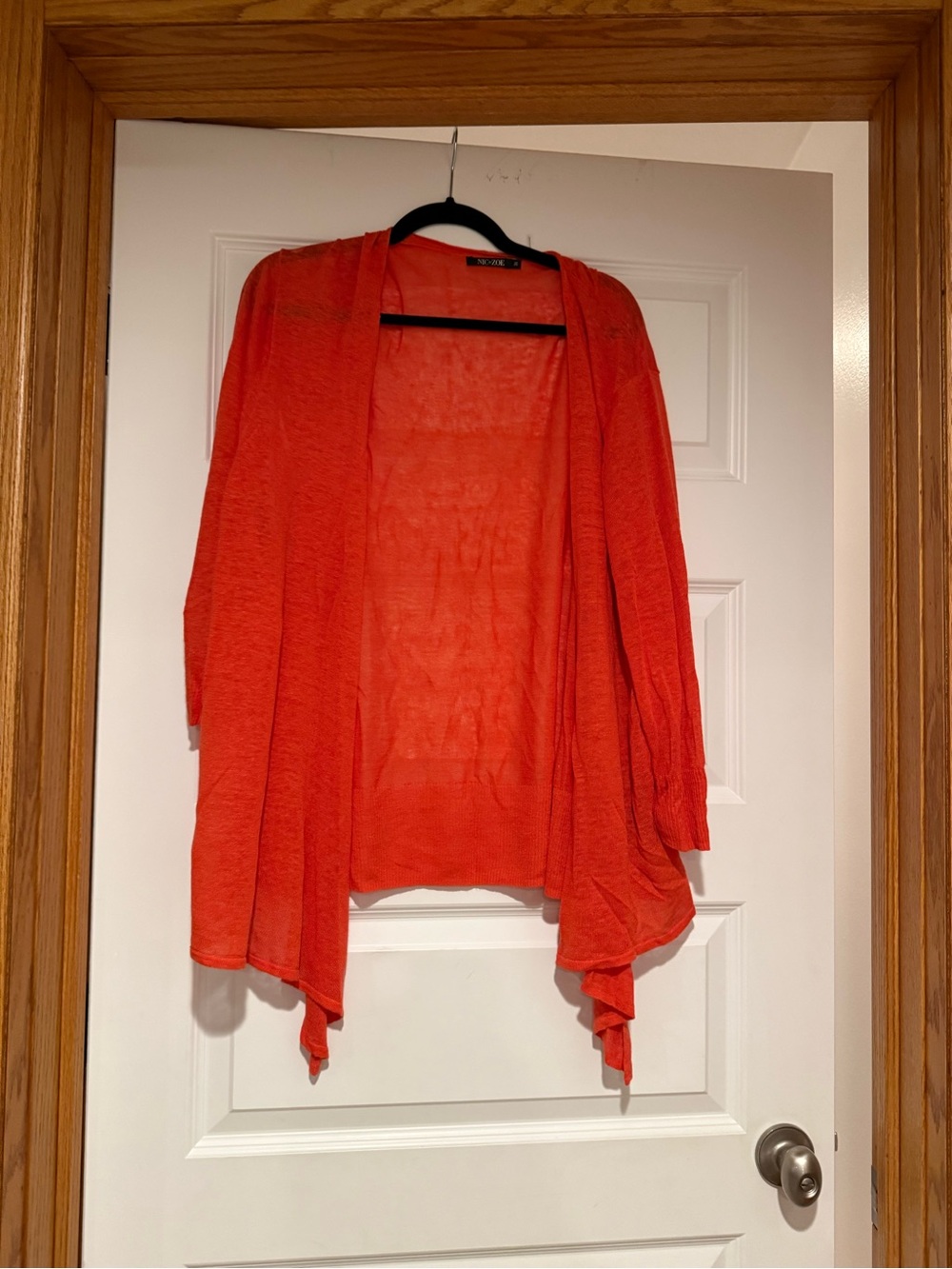 NIC+ZOE Open-Front Draped Cardigan - Bright Orange